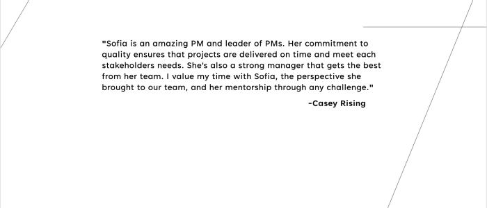 Sofia Zelenova testimonial from Casey Rising
